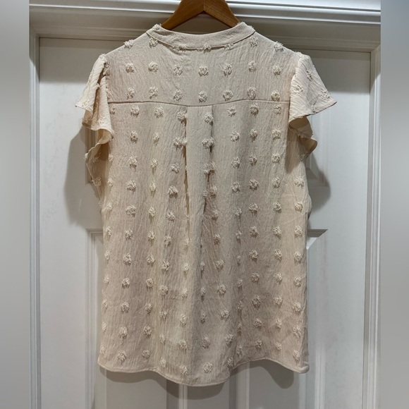 Blooming Jelly Womens Blouse V Neck Ruffle Sleeve Flowy Shirt Sz M Apricot - Picture 7 of 11
